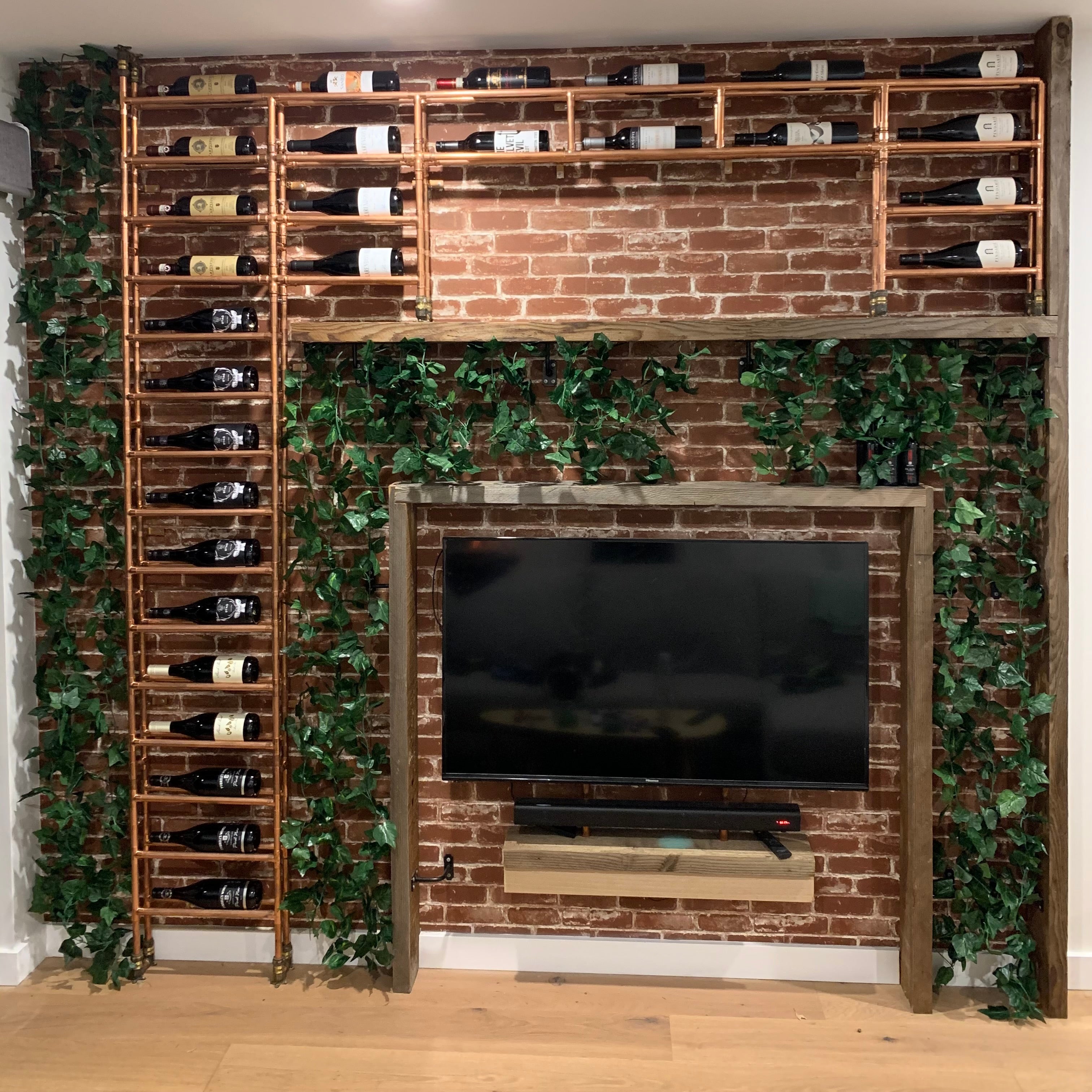 Crafting Elegance: The story behind our clients' custom Copper Wine Rack & TV Wall in Ringwood